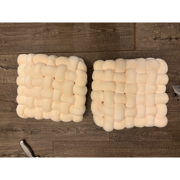 NEW 2 Pack Knot Throw Pillow Ivory Cozy Plush Bubble Accent (10x13) - Picture 4 of 5